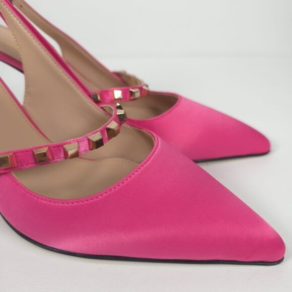 NWOB‎ MEILYGRSS High Quality HANDMADE Metallic Rivets Satin Heels Sandals 9.5 - Picture 3 of 16